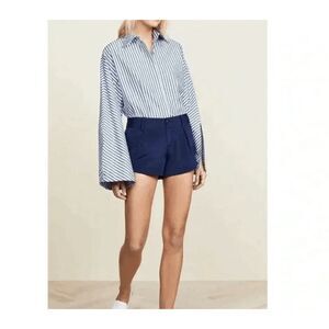 Alice + Olivia Silk Butterfly shorts Navy Blue Pockets Trouser Shorts Size 6